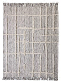 60" X 50" Gray Woven Cotton Striped Throw Blanket with Fringe