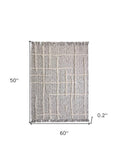 60" X 50" Gray Woven Cotton Striped Throw Blanket with Fringe