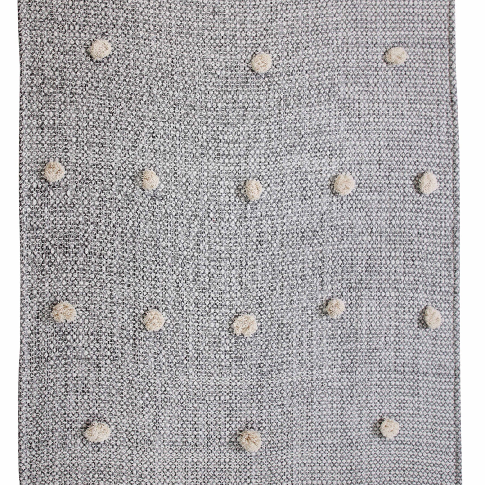 50" X 60" Gray Woven Cotton Houndstooth Throw Blanket with Pom Poms