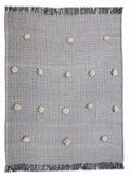 50" X 60" Gray Woven Cotton Houndstooth Throw Blanket with Pom Poms
