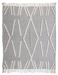 50" X 60" Black and Gray Woven Cotton Geometric Throw Blanket with Fringe