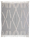 50" X 60" Black and Gray Woven Cotton Geometric Throw Blanket with Fringe