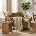 60" X 50" Cream Woven Cotton Throw Blanket with Fringe