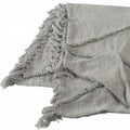 60" X 50" Cream Woven Cotton Throw Blanket with Fringe