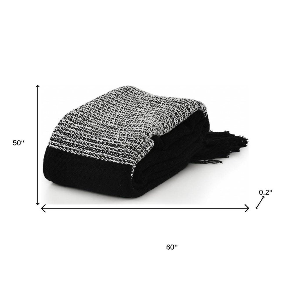 50" X 60" Green Woven Cotton Checkered Throw Blanket with Fringe