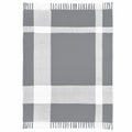50" X 60" Gray Woven Cotton Checkered Throw Blanket with Fringe