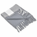 50" X 60" Gray Woven Cotton Checkered Throw Blanket with Fringe