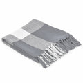 50" X 60" Gray Woven Cotton Checkered Throw Blanket with Fringe