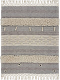 60" X 50" Gray Woven Cotton Striped Throw Blanket with Fringe