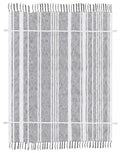 50" X 60" Gray and White Kantha Cotton Striped Throw Blanket with Embroidery