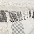60" X 50" Gray and White Woven Cotton Checkered Throw Blanket with Fringe