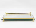 16" Mirror and Gold Rectangular Glass Vanity Tray