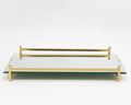 16" Mirror and Gold Rectangular Glass Vanity Tray