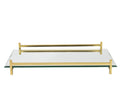 16" Mirror and Gold Rectangular Glass Vanity Tray