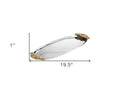 20" Silver And Gold Oval Stainless Steel Handmade Serving Tray With Handles