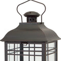 Set of Three Black Distressed Geometric Glass And Metal Floor Lantern Candle Holders