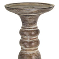 Set of Three Brown Distressed Stone Tabletop Taper Candlesticks