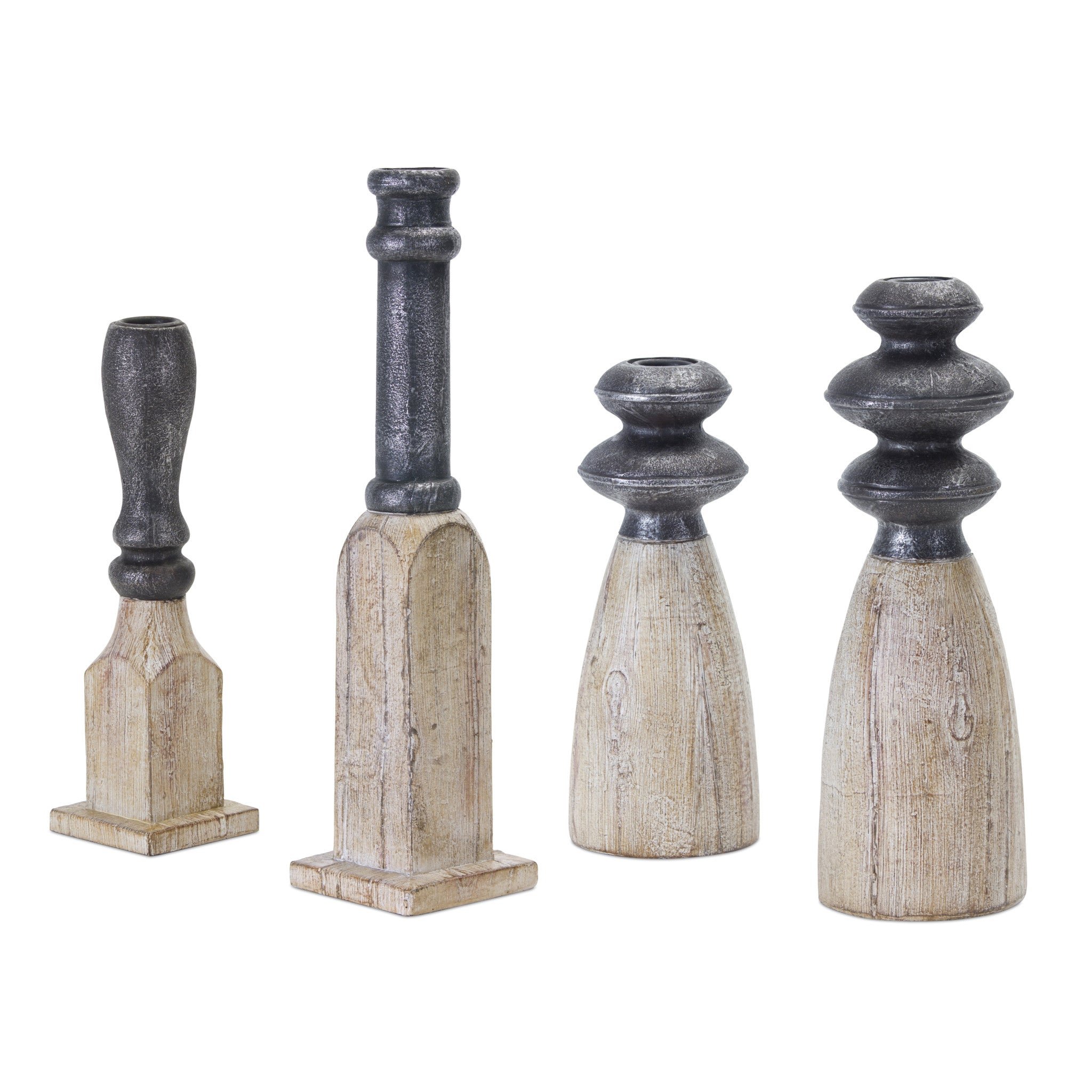 Set of Four Natural and Black Resin and Stone Powder Ornate Tabletop