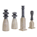Set of Four Natural and Black Resin and Stone Powder Ornate Tabletop