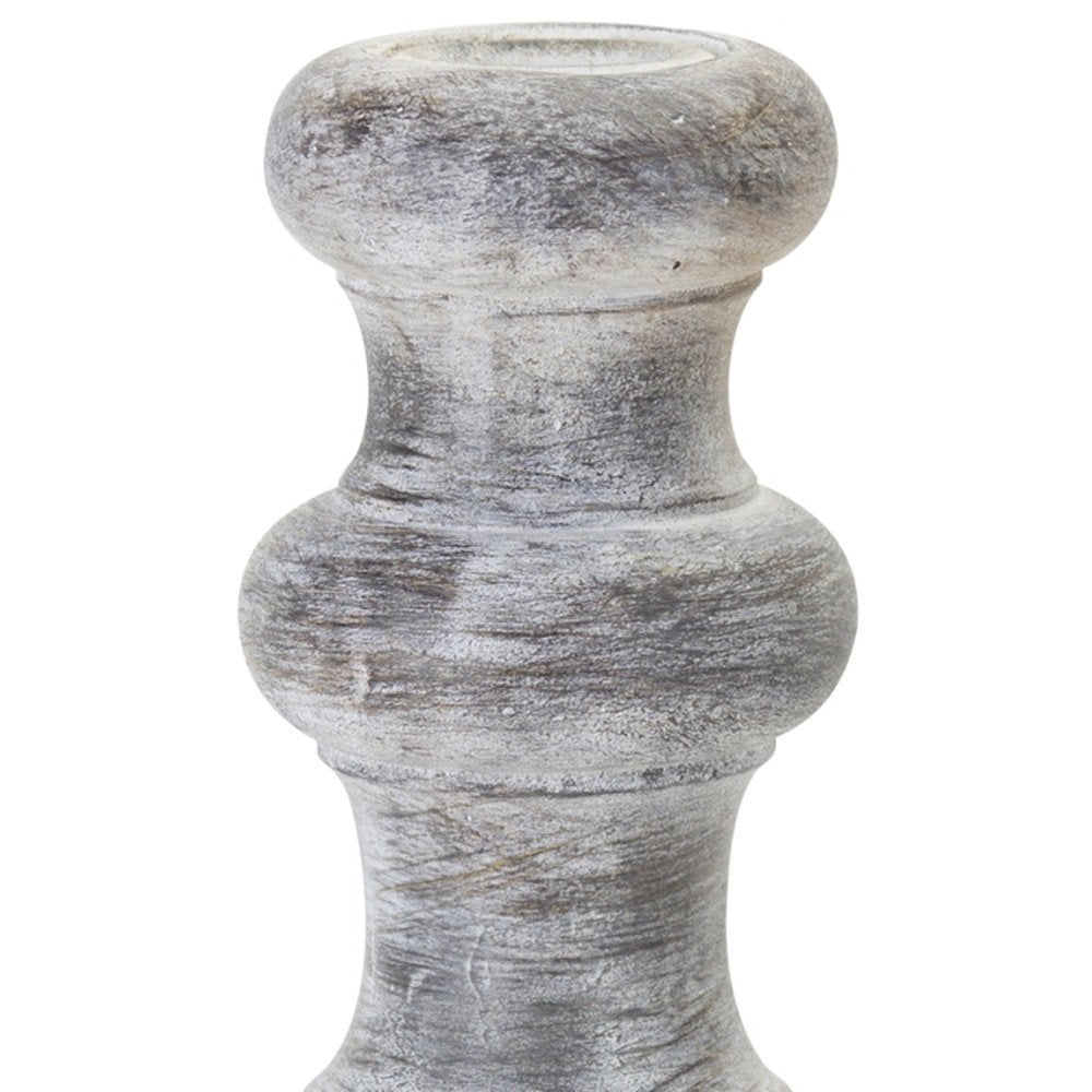 Set of Four White Washed Resin Tabletop Candle Sticks