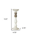 Set of Three Ivory and Natural Resin Tabletop Pillar Candle Holders