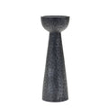 Set of Two Black Distressed Hammered Polyresin Tabletop Pillar Candle Holders