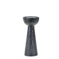 Set of Two Black Distressed Hammered Polyresin Tabletop Pillar Candle Holders