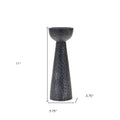 Set of Two Black Distressed Hammered Polyresin Tabletop Pillar Candle Holders