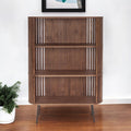 57" Natural and Brown Wood Three Tier Bookcase
