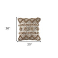 20" X 20" Tan Zippered Geometric Indoor Outdoor Throw Pillow