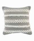 20" Gray and White Geometric Indoor Outdoor Throw Pillow With Texture