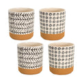 Set of Four Cream Dolomite 3 Ounce Round Pot Planters