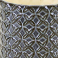 Set of Two Brown And Gray Clay 7 Ounce Geometric Round Pot Planters