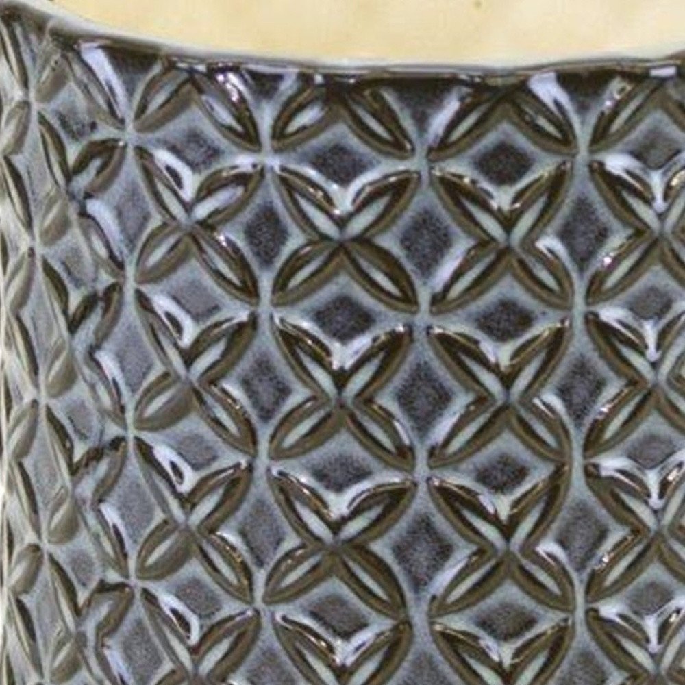 Set of Two Brown And Gray Clay 7 Ounce Geometric Round Pot Planters