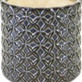 Set of Two Brown And Gray Clay 7 Ounce Geometric Round Pot Planters