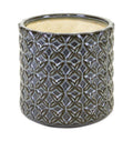 Set of Two Brown And Gray Clay 7 Ounce Geometric Round Pot Planters
