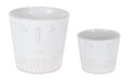 Set of Two White Porcelain 4 Ounce Abstract Face Pot Planters