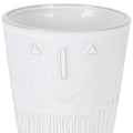 Set of Two White Porcelain 4 Ounce Abstract Face Pot Planters