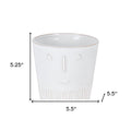 Set of Two White Porcelain 4 Ounce Abstract Face Pot Planters