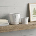Set of Two White Porcelain 4 Ounce Abstract Face Pot Planters