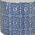 Set of Two Blue And White Ceramic Medallion 3 Ounce Round Pot Planters