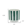 Set of Two Green And White Dolomite Striped 4 Ounce Round Pot Planters