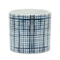 Set of Two White And Blue Ceramic Lattice 2 Ounce Round Pot Planters