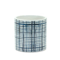 Set of Two White And Blue Ceramic Lattice 2 Ounce Round Pot Planters
