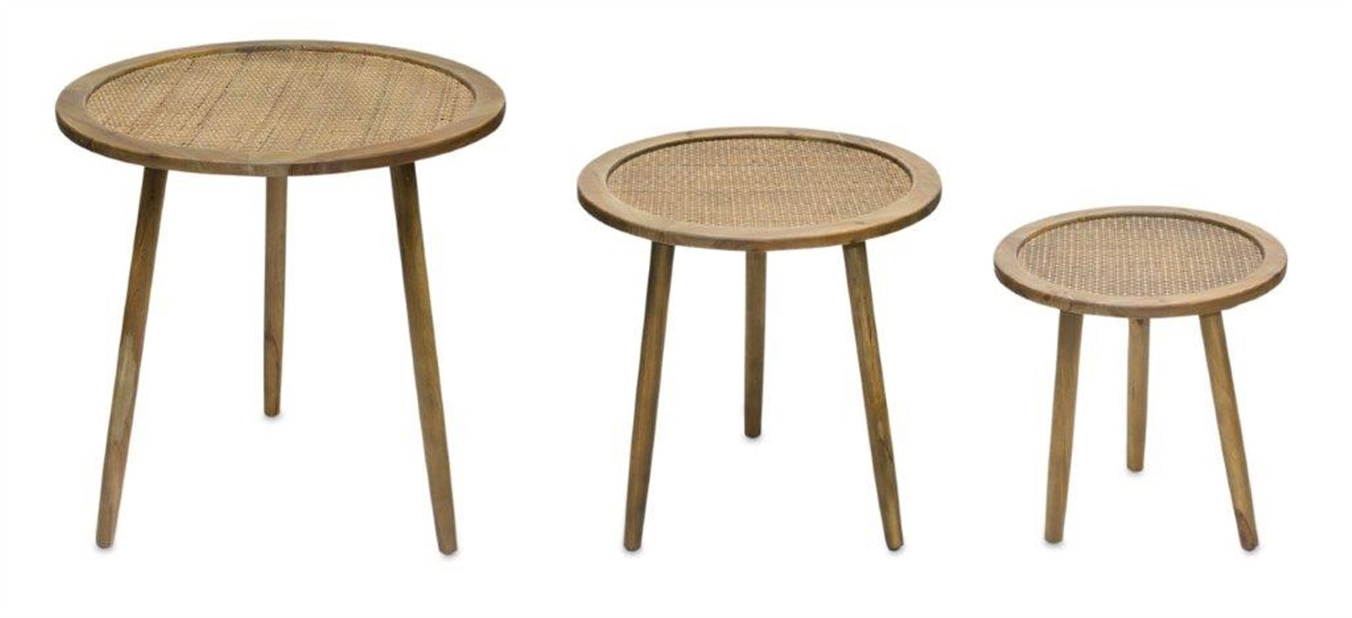 Brown Round End Tables - Set of 3