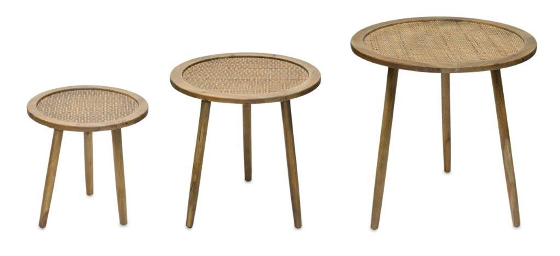 Brown Round End Tables - Set of 3