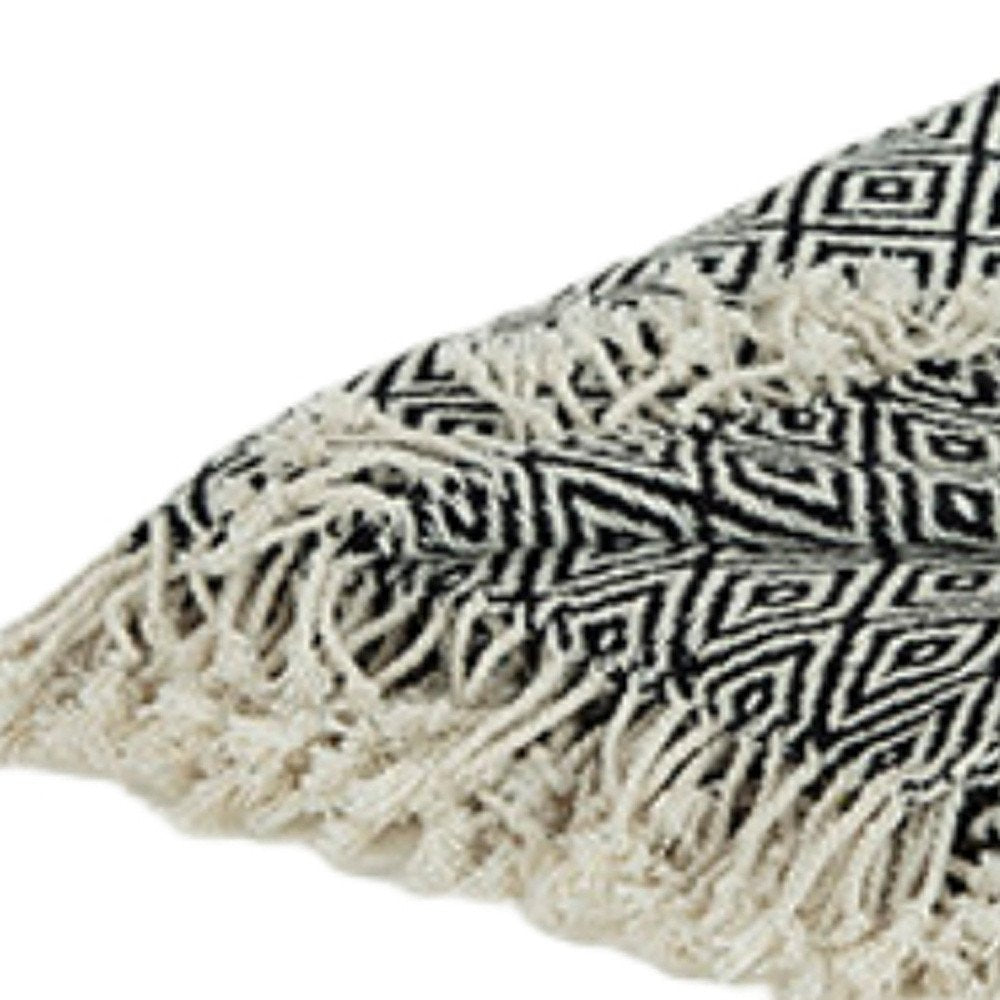 50" X 60" Black And White Cotton Chevron Throw Blanket with Tassels
