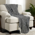 50" X 60" Black And White Cotton Chevron Throw Blanket with Tassels