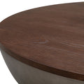 48" Brown And Gray Solid Wood And Concrete Round Coffee Table