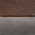 48" Brown And Gray Solid Wood And Concrete Round Coffee Table